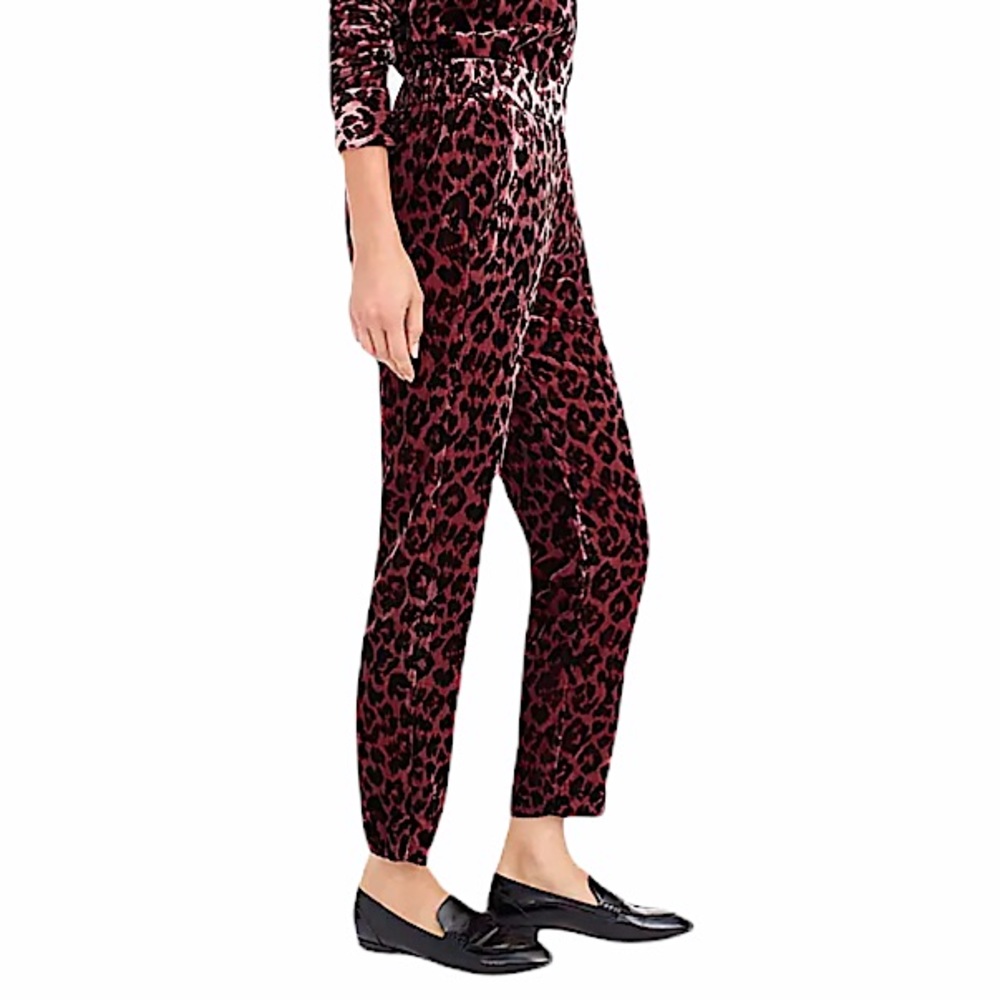NWT J. CREW velour cropped leopard print pants rose size 00 new with tags